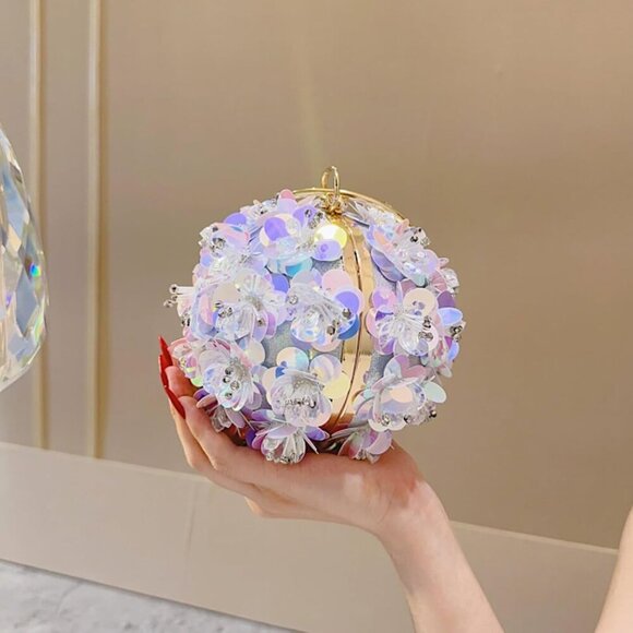 Sparkling Rose Clutch Bag Rhinestone Flower Evening Handbag for Women - Picture 5 of 9